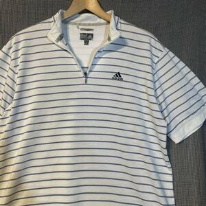 adidas TaylorMade Golf ハーフジップ メッシュ シャツ　　訳あり 難あり Tシャツ ボーダー パフォーマンスロゴ ゴルフウェア 半袖 早4027