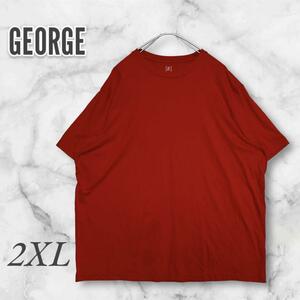 GEORGE ゴージ　Tシャツ/カットソー　半袖 無地 レッド 赤　2XL 古着 2679