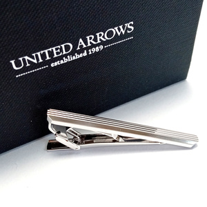 【uat649】UNITED ARROWS ユナイテッドアローズ ネクタイピン タイバー　シルバー　ストライプ