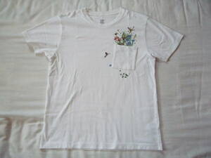 グラニフ　ｔシャツ　胸ポケットに花と鳥　シンプルデザイン（古着　中古品）