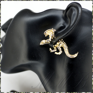 [EARRING] H R GIGER ALIEN ギーガー エイリアン モチーフ シングル スタッド ピアス (イエロー ゴールド)