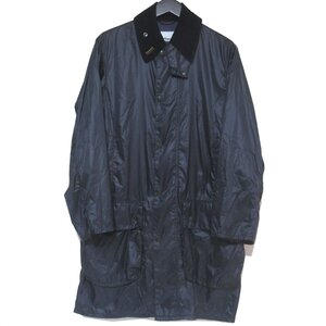 美品 Barbour バブアー SHIPS別注 BORDER コーデュロイカラー パッカブル ナイロン コート 2001160 34サイズ ネイビー