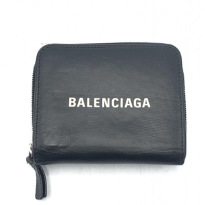 【中古】BALENCIAGA エブリデイ コンパクトレザー財布 ブラック 角擦れ有り 551933・1000 W531267　バレンシアガ[240017674883]