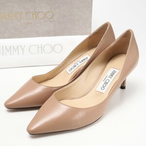 MG6949*イタリア製*JIMMY CHOO ジミーチュウ《Romy 60》Size 36.5 レザーパンプス 靴 ピンクベージュ系