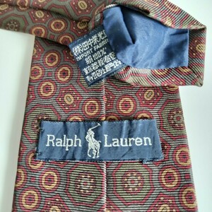 RALPH LAUREN（ ラルフローレン)グレー赤丸丸ネクタイ