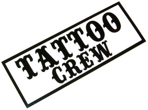 新品 アウトロー バイカー スラング ステッカー 「Tattoo Crew」 (黒×白) タトゥー スカルフライト ウェストライド ハーレーダビッドソン