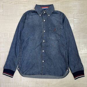 20aw 2020 The DUFFER of St.GEORGE ザ ダファー オブ セント ジョージ DENIM RIBBED SHIRT デニム リブ シャツ ワンポイント 刺繍 size S