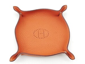 HERMES ヴィドポッシュ ミニ トレー オレンジ レザー ミーズエルランス エルメス トレイ アクセサリー 小物入れ 送料無料