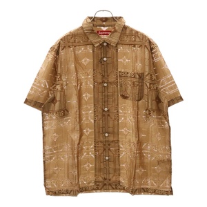 SUPREME シュプリーム 24SS Tray Jacquard S/S Shirt トレー ジャカード半袖シャツ 総柄 ブラウン