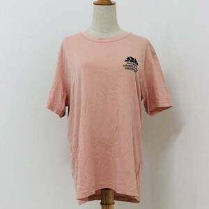 a01038 美品 H&M エイチ＆エム Tシャツ 半袖 前後プリント 丸首 コットン100％ 夏 US(L) ピンク スポーティ シンプルデイリーカジュアル