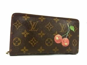 1円 LOUIS VUITTON ルイヴィトン M95006 モノグラムチェリー ポルトモネジップ ラウンドファスナー 長財布 ウォレット ブラウン系 FI0241