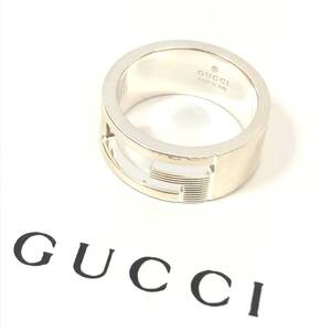 1円〜 美品 GUCCI グッチ リング ブランデッド Gロゴ 表記サイズ11 SV925 スターリング シルバー 箱付き