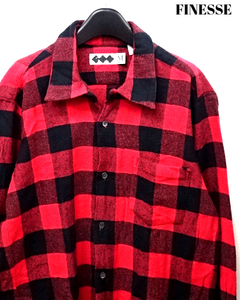 レア M【FINESSE GOOD ENOUGH BLOCK CHECK SHIRT RED フィネス グッドイナフ ブロックチェック ネルシャツ チェック柄 初期 藤原ヒロシ】