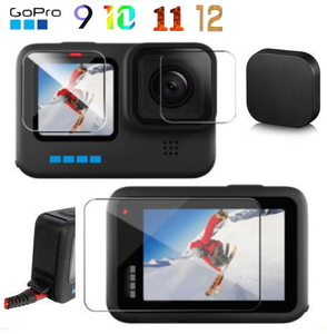 【送料無料】GoPro12/GoPro11/GoPro10/GoPro9 対応 モニタ部各1枚 レンズ部1枚 フィルムセット レンズカバー 電池カバー(充電端カバー付）