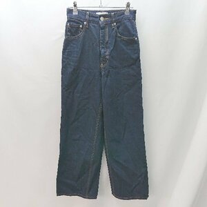 ◇ AZUL BY MOUSSY コットン100％ ハイウエスト 抗菌・防臭加工 ワイド デニム パンツ サイズS インディゴ レディース E