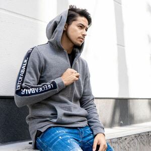 BALR. LIFEOFABALR. TAPE HOODIE テープロゴハーフジップパーカー