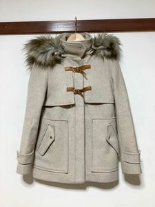 よ1069 ZARA WOMAN ザラ ウールコート S ベージュ フードファー