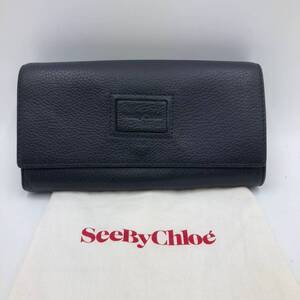 □See by Chloe 長財布 ネイビー シーバイクロエ レディース 小銭入れ 複数落札同梱OK B250120-5