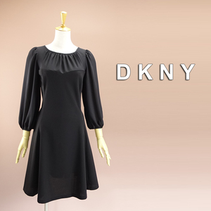 新品 DKNY 12/17号 ダナキャラン 黒 ワンピース パーティドレス 長袖 ブラック 大きいサイズ 結婚式 二次会 フォーマル お呼ばれ 凛51N1305