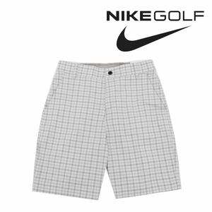 送料360円 91.5cm 新品 NIKE GOLF ショートパンツ 夏 チェック柄 Dri-FIT ストレッチ UPF40+ ハーフパンツ ゴルフパンツ グレー 2XL 36