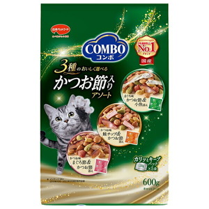 （まとめ買い）日本ペットフード コンボ キャット かつお節入りアソート 600g 猫用フード 〔×6〕