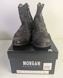 □MORGAN HOMME モルガンオム 986M9014 D ブラウン レザーブーツ シープスキン サイドジップ Mサイズ(26～27cm相当)