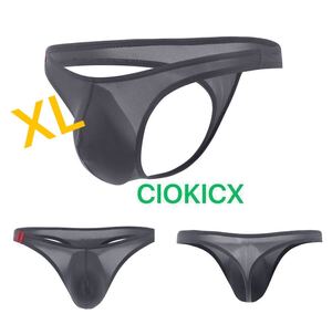 新品　メンズ　CIOKICX XLサイズ グレー Tバック　男前 ビキニ　ブリーフ　パンツ ショーツ エロセクシー ぴったり ストレッチ タンガ