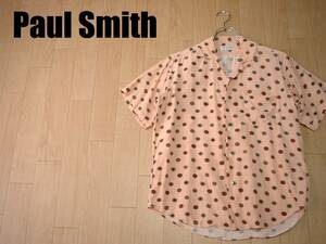 高級Paul Smith LONDONレーヨン柄シャツ美品Lオープンカラー正規ポールスミスロンドン花火ファイヤフラワーターゲットマーク定価2万円