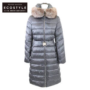 【美品/国内正規/23年製】MONCLER モンクレール LEERSIE ベルト/ファー付 フーディダウン コート 0 グレー レディース