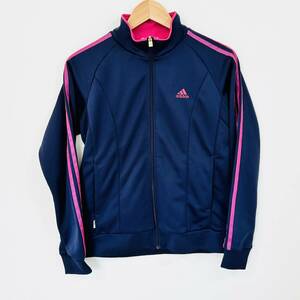 H8390ii Adidas(アディダス)　サイズM　ジャージ　ライン　スポーツ　ネイビー系×ピンク系　レディース　ポリエステル100％