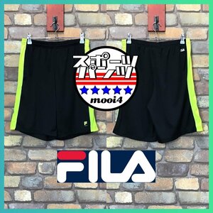 SP1-153★USA直輸入品★状態良好★【FILA フィラ】ブラック×蛍光イエロー ハーフパンツ【メンズ S】ショーツ テニス ジム ラニング