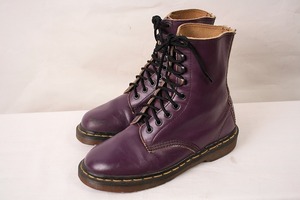 英国製ドクターマーチン UK5/23.5cm-24.0cm/8ホール 紫 パープル レザー イングランド ブーツ レディース dr.martens 中古 dh2734