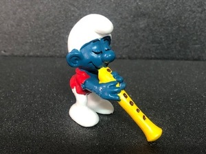 【 スマーフ PVC フィギュア 】 SMURF ヴィンテージ 笛 Recorder 人形 / SCHLEICH シュライヒ SMURF VINTAGE TOY PVC FIGURE V6-1-10