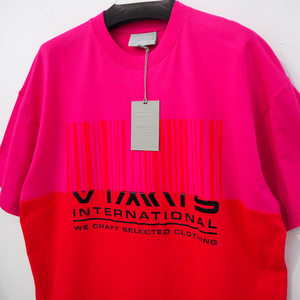 新品 定価72600円 ヴェトモン VTMNTS 切替 international Tシャツ ピンク 赤 レッド 黒 メンズ レディース M L XL VETEMENTS 正規品 本物