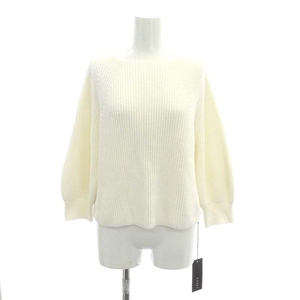 未使用品 フォクシー Agnes Sweater コットンシルクニットプルオーバー セーター 七分袖 八分袖 F 白 オフホワイト 42649 レディース