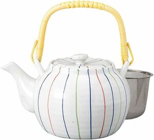 ＫＴ美濃焼！ ☆三色ライン土瓶１１００ｃｃ☆ ホ396-098 新品 紅茶 煎茶 お茶 ポット 土瓶 鉄瓶 やかん 茶器 ギフト