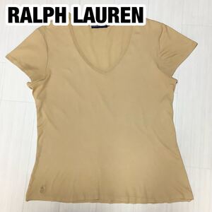 RALPH LAUREN ラルフローレン 半袖Tシャツ 5f ベージュ 刺繍ポニー Vネック