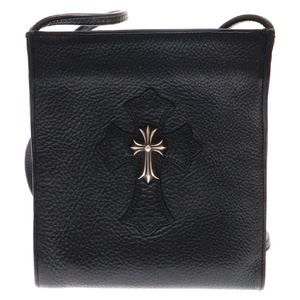 CHROME HEARTS クロムハーツ SQ PKT CH CROSS スクエアポケットCHクロス スモールCHクロス付き レザーショルダーバッグ ブラック/シルバー