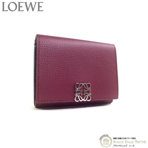 ロエベ （LOEWE） アナグラム トライフォールド 6cc ウォレット コンパクト 三つ折り 財布 C821TR2X02 ベリー（新品）