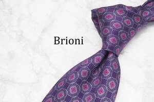 【美品】 Brioni ブリオーニ A-631 パープル ITALY イタリア製 ブランド ネクタイ 良品 古着 卸 USED オールド SILK