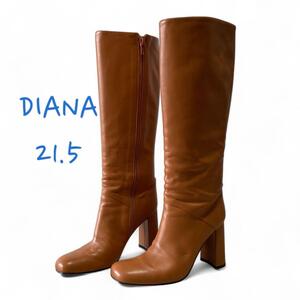 DIANA ダイアナ ロングブーツ サイドジップ 本革 レザー キャメル