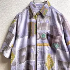 古着 レトロ シャツ 総柄 柄シャツ メンズ 半袖