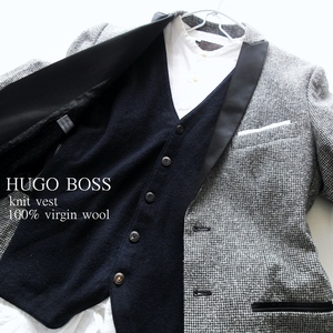 【HUGO BOSS ヒューゴボス】ヴァージンウール使用 上質 ニットベスト ジレ ネイビー Mサイズ!!　（大谷翔平さん アンバサダー）