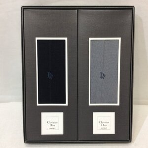 未使用☆Christian Dior クリスチャンディオール メンズソックス2足組 25cm グレー ネイビー メンズソックス【クリックポスト可】