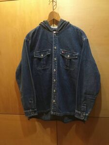 トミーヒルフィガー デニムパーカー シャツ TOMMY HILFIGER L 古着 90’s ビンテージ