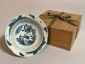 【輝】36 時代 染付虫花文鉢/中国古玩 中国美術 青花 器 骨董品 時代品 美術品 古美術品