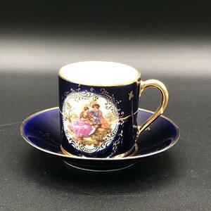 ＃2888【美しい絶品】カップ＆ソーサー Limoges リモージュ コバルト＆ゴールド Cobalt & Gold Cup Saucer フランス製 Demitasse デミタス