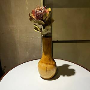 vintage Wood Flower Vase 一輪差し 花器 木製 花瓶 フラワーベース 民藝 ウッド インテリア ヴィンテージ アンティーク 木目 オブジェ