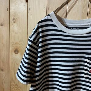 [KWT3574] UNIQLO ユニクロ 半袖Tシャツ メンズ ブラックボーダー S ポス