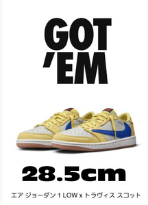 送料無料 新品　SNKRS購入 28.5cm Nike Travis Scott WMNS Air Jordan 1 Retro Low OG Canary DZ4137-700 トラヴィス スコット